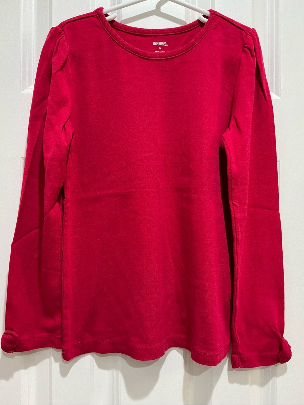 Dark Pink Bow Sleeve Long-Sleeve Tee Girls Size 9